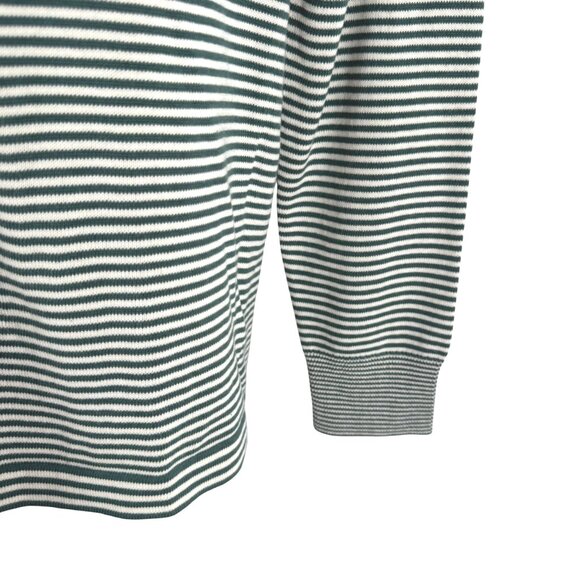 J. Crew Cotton Split Hem Sweater Men Small Green White Striped NWT TP-3500 - Picture 4 of 10
